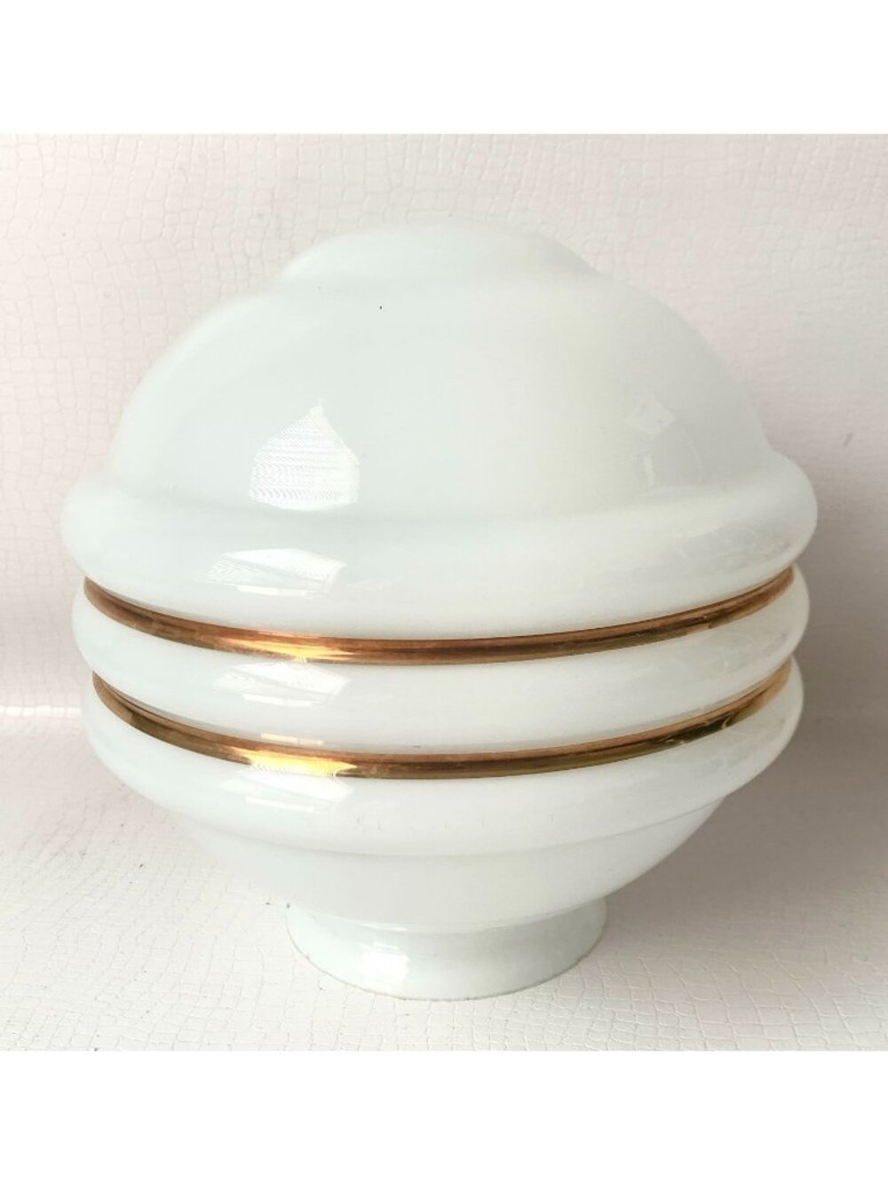 Vintage Milk Glass Lamp Shade Atomic Ribbed Ceiling Flush Mount Pendant